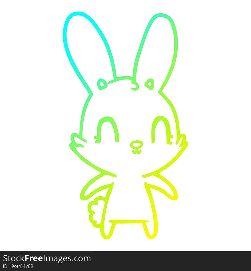 cold gradient line drawing of a cute cartoon rabbit