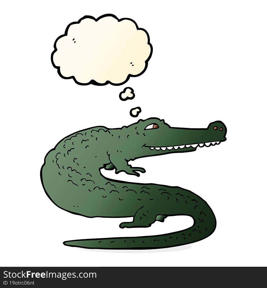 cartoon crocodile with thought bubble