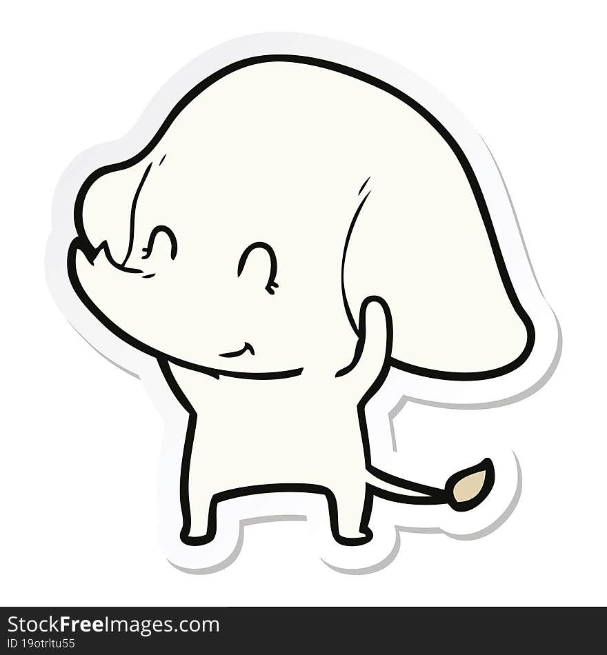 Sticker Of A Cute Cartoon Elephant