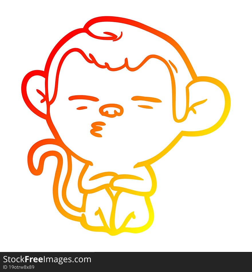 warm gradient line drawing cartoon suspicious monkey