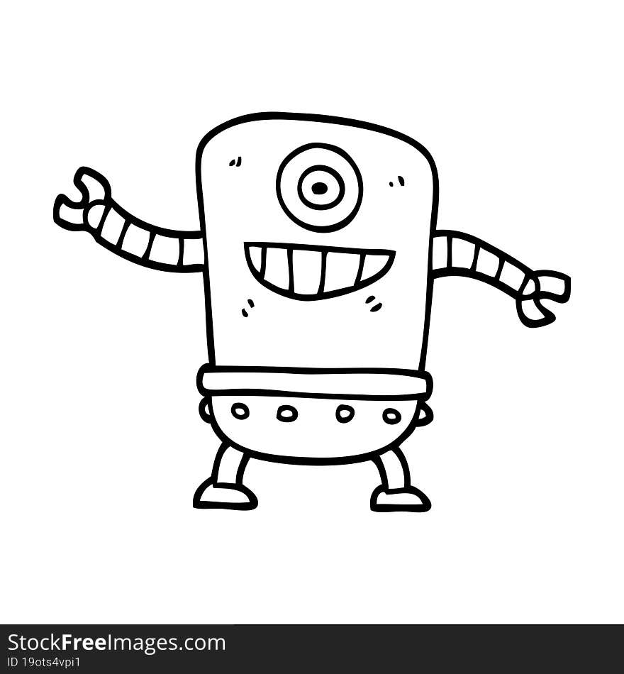 line drawing cartoon robot