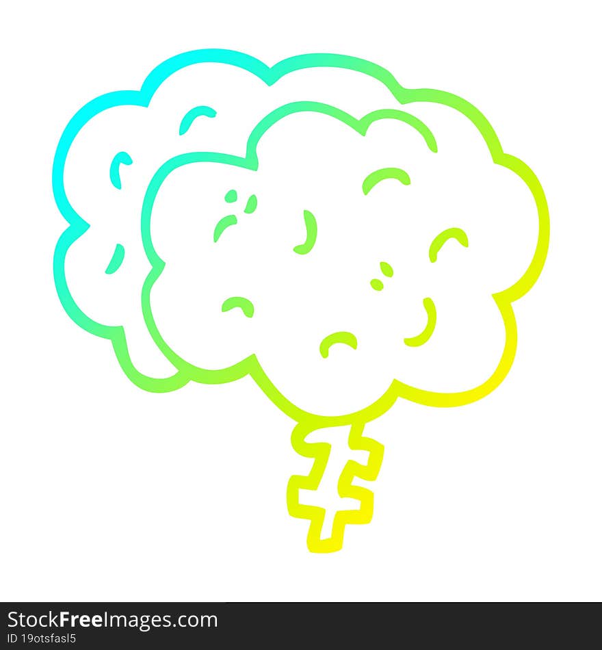 Cold Gradient Line Drawing Cartoon Brain