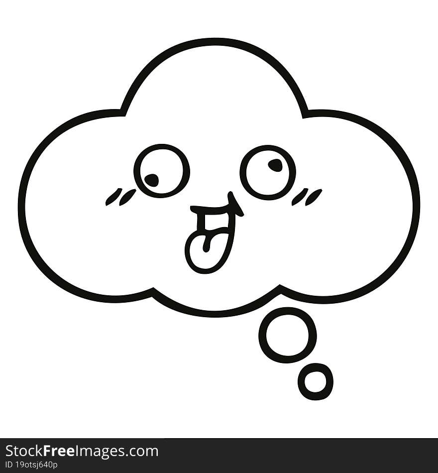 line drawing cartoon of a thought bubble