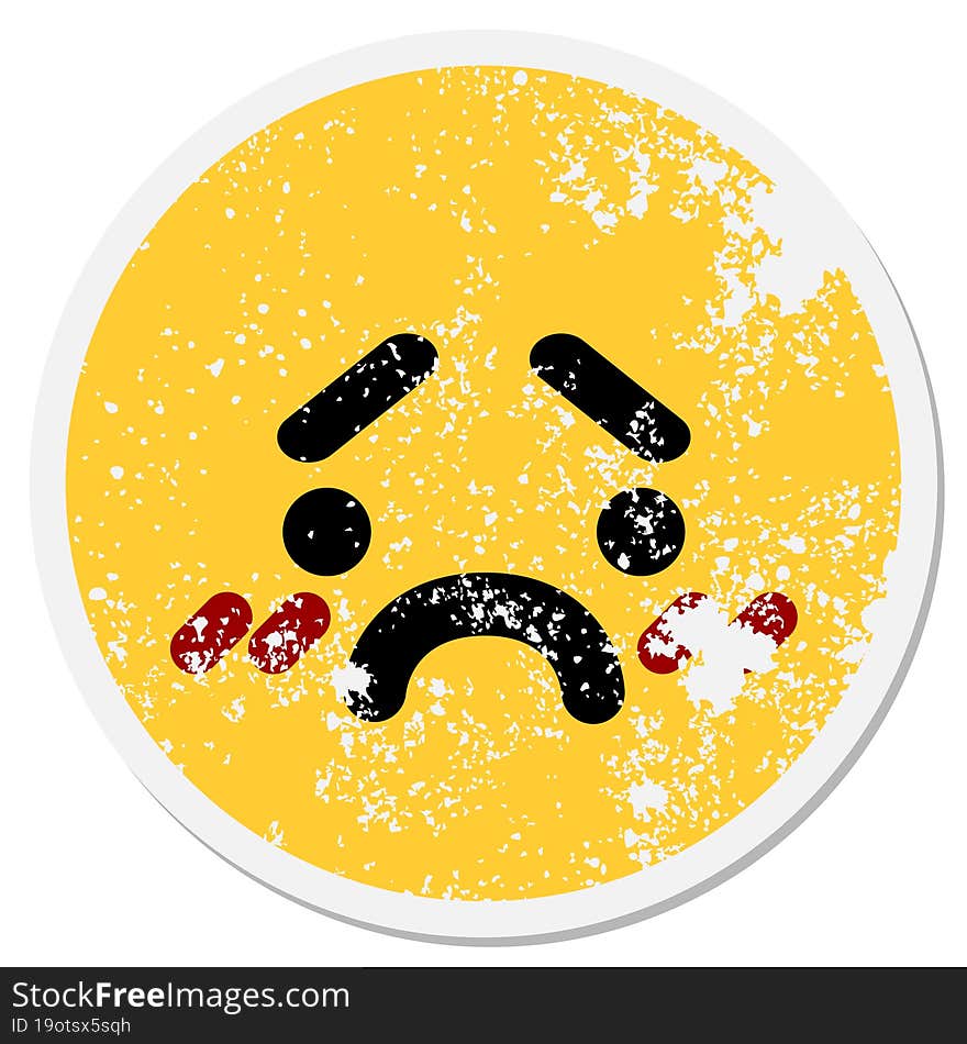 Unhappy Face Circular Sticker