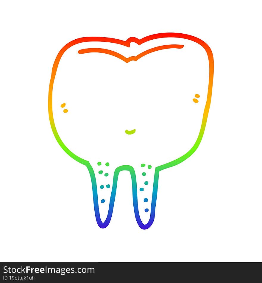 rainbow gradient line drawing cartoon tooth