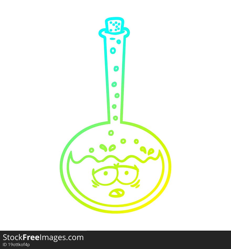 cold gradient line drawing of a cartoon chemical reaction