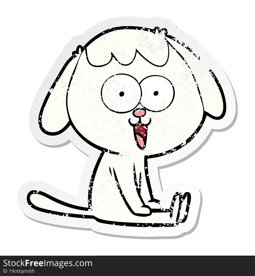 Distressed Sticker Of A Cute Cartoon Dog