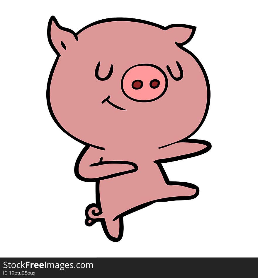 happy cartoon pig dancing. happy cartoon pig dancing