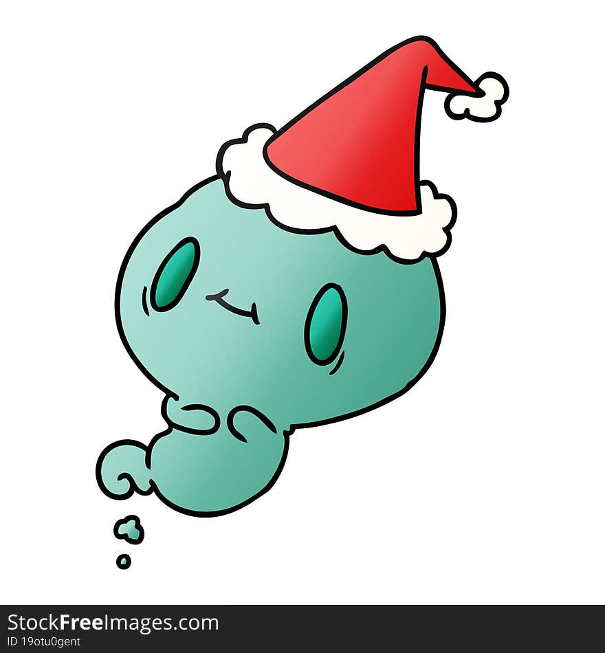 hand drawn christmas gradient cartoon of kawaii ghost