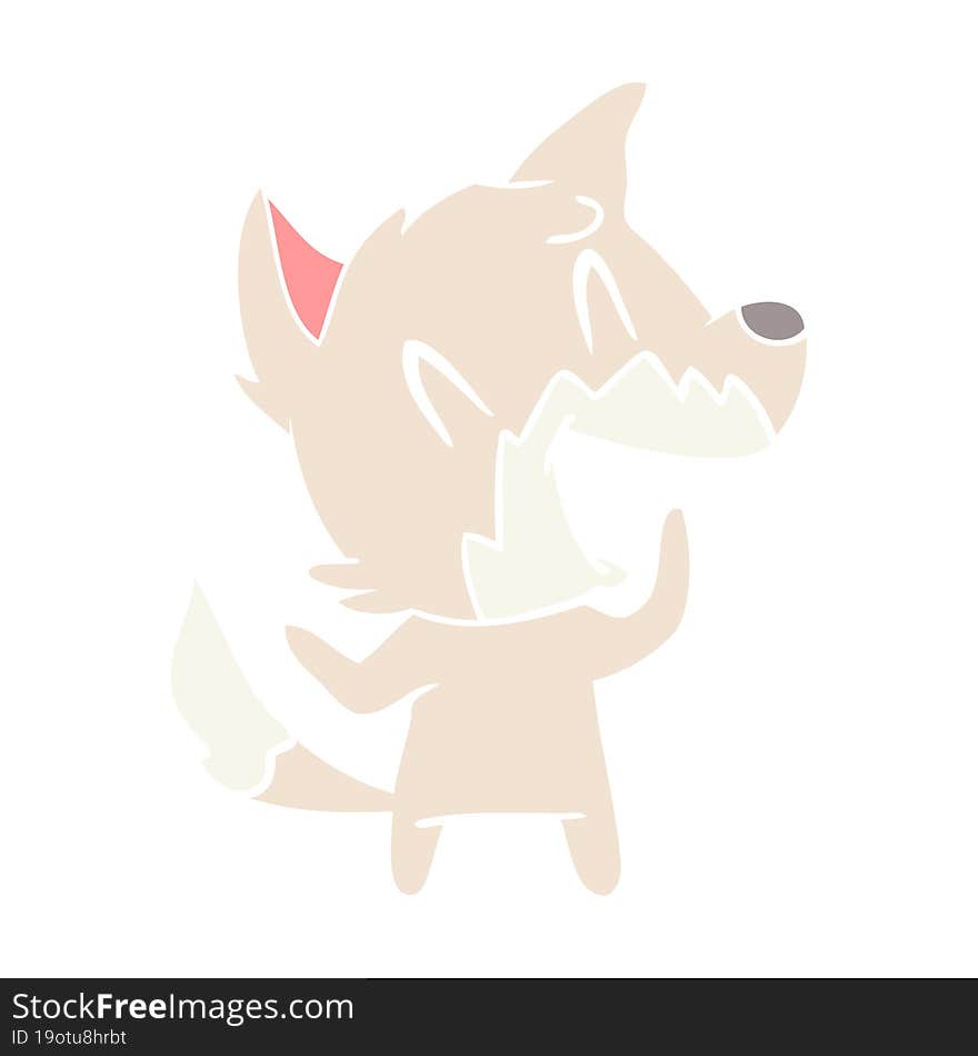 laughing fox flat color style cartoon