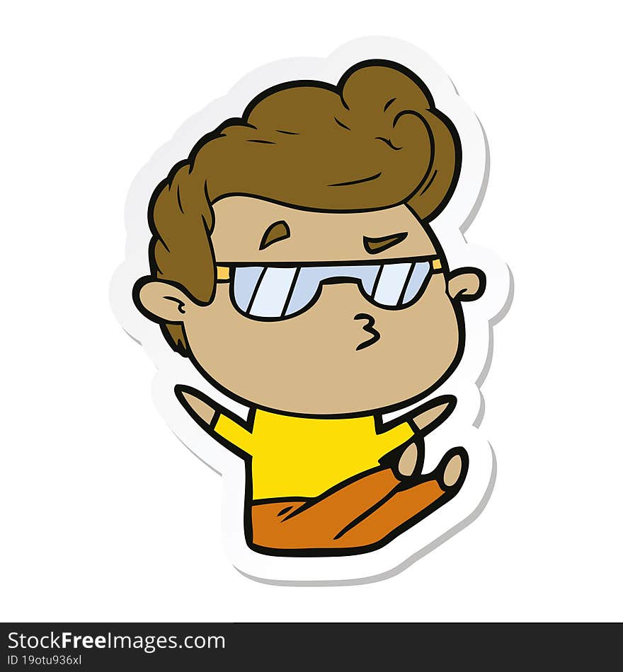 sticker of a cartoon cool guy