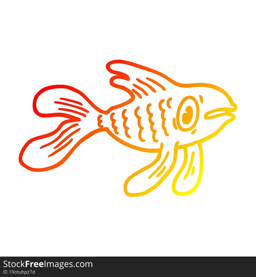 warm gradient line drawing cartoon fish