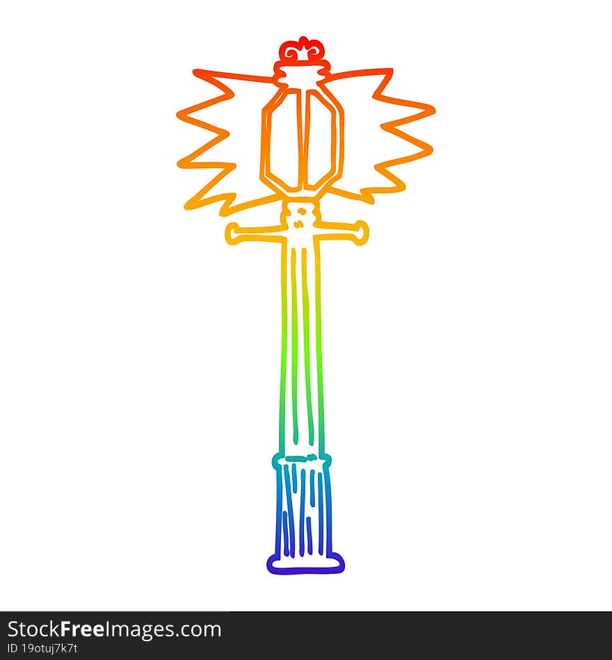 rainbow gradient line drawing cartoon lamp post