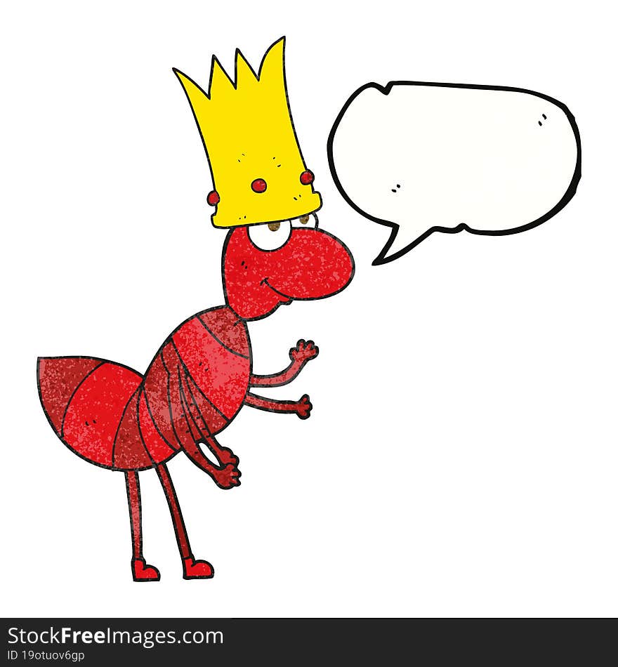 Speech Bubble Textured Cartoon Ant Queen