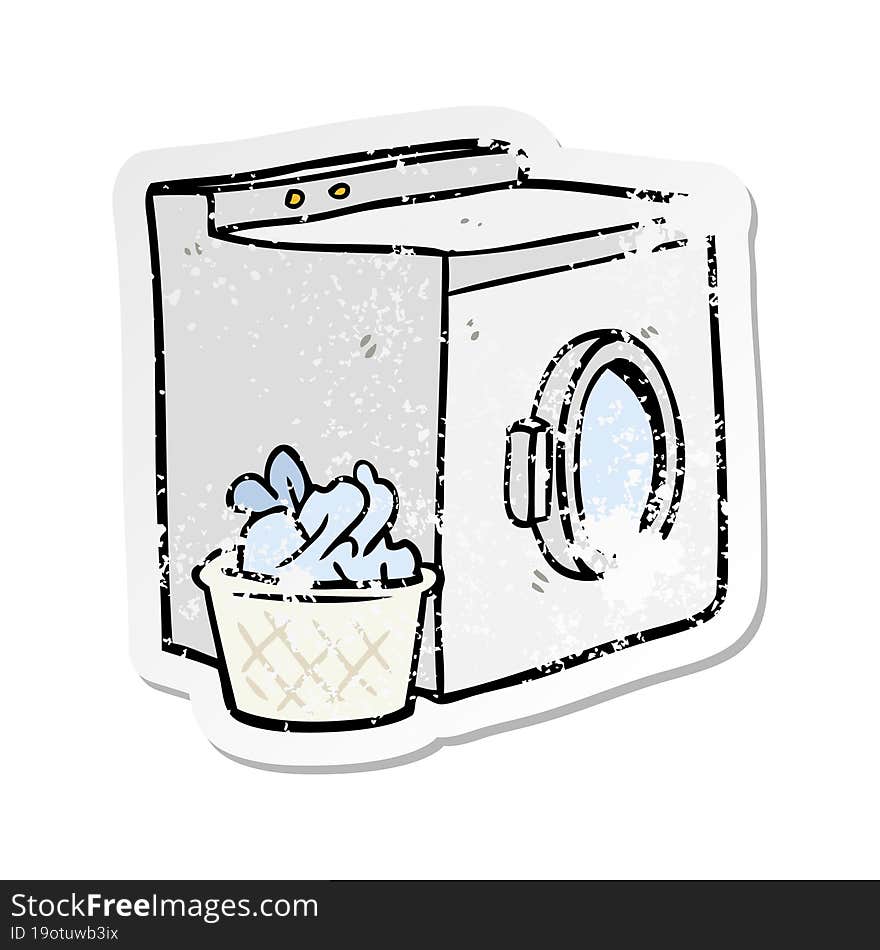 distressed sticker of a cartoon washing machine