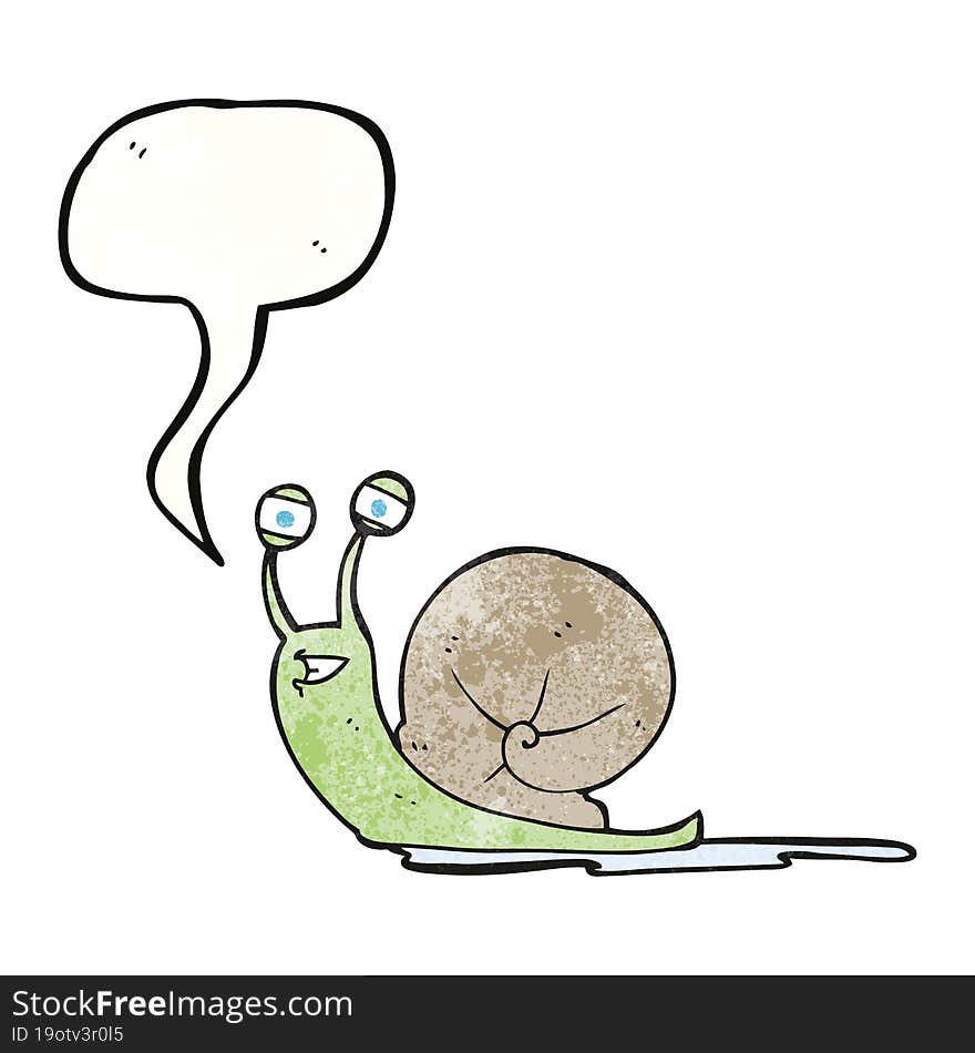 speech bubble textured cartoon snail