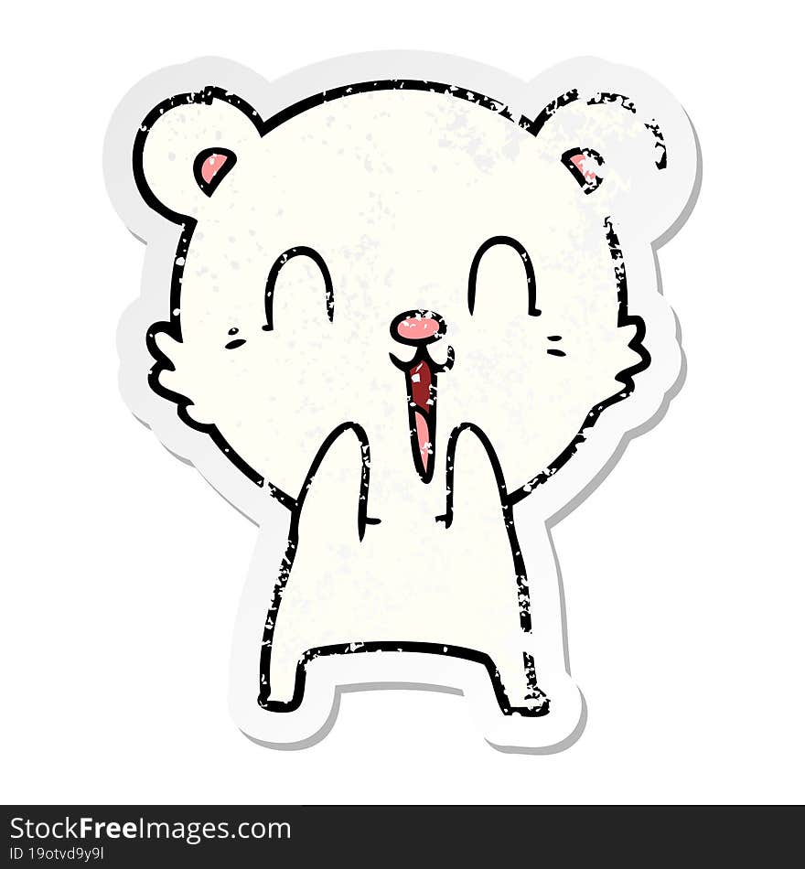 Distressed Sticker Of A Happy Cartoon Polar Bear