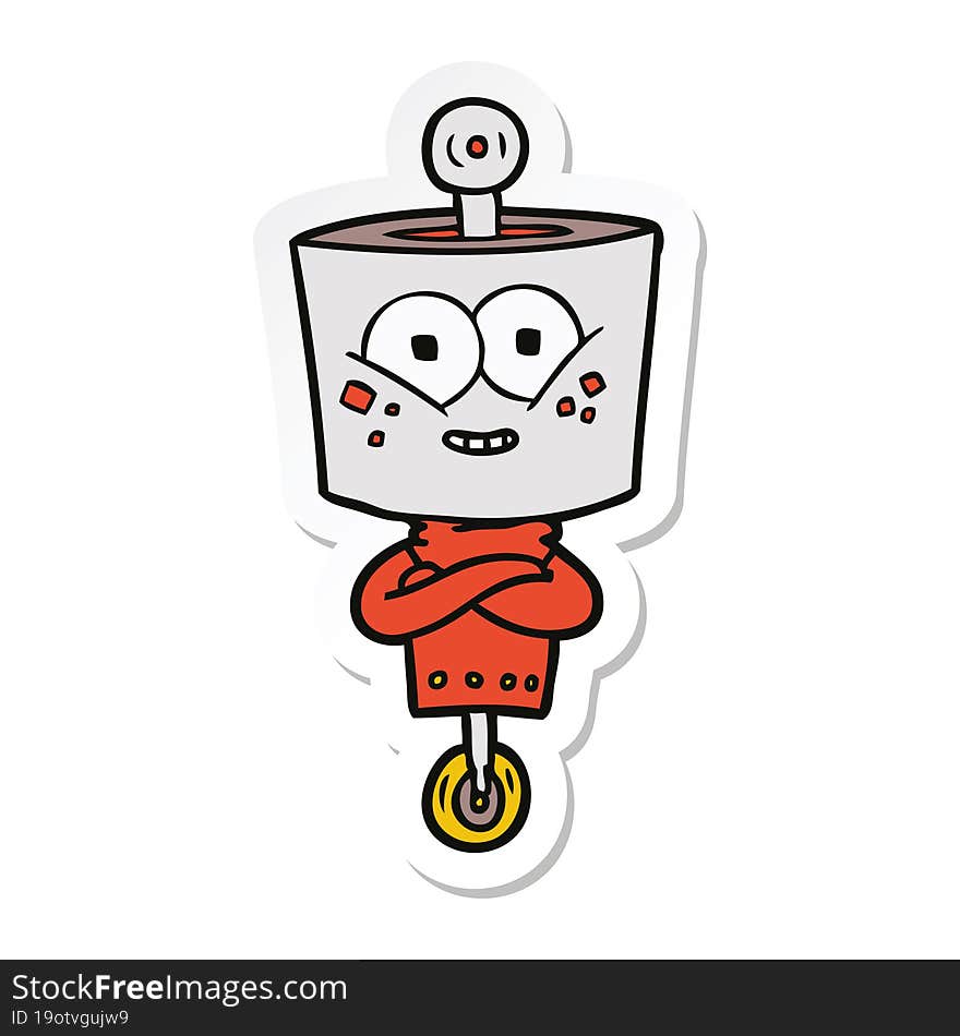 sticker of a happy cartoon robot