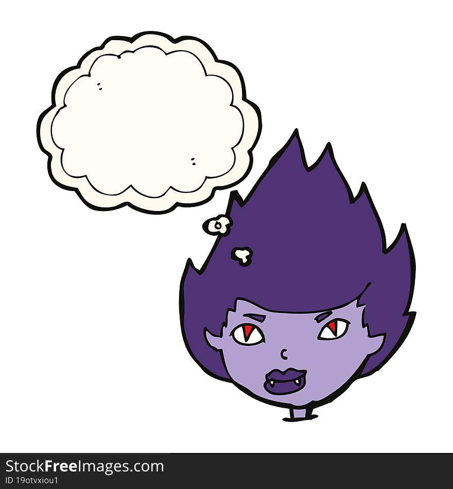 cartoon vampire head with thought bubble