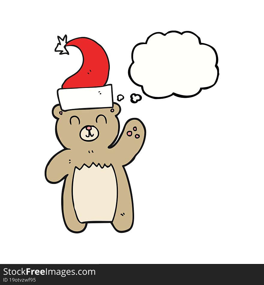 Thought Bubble Cartoon Teddy Bear Waving