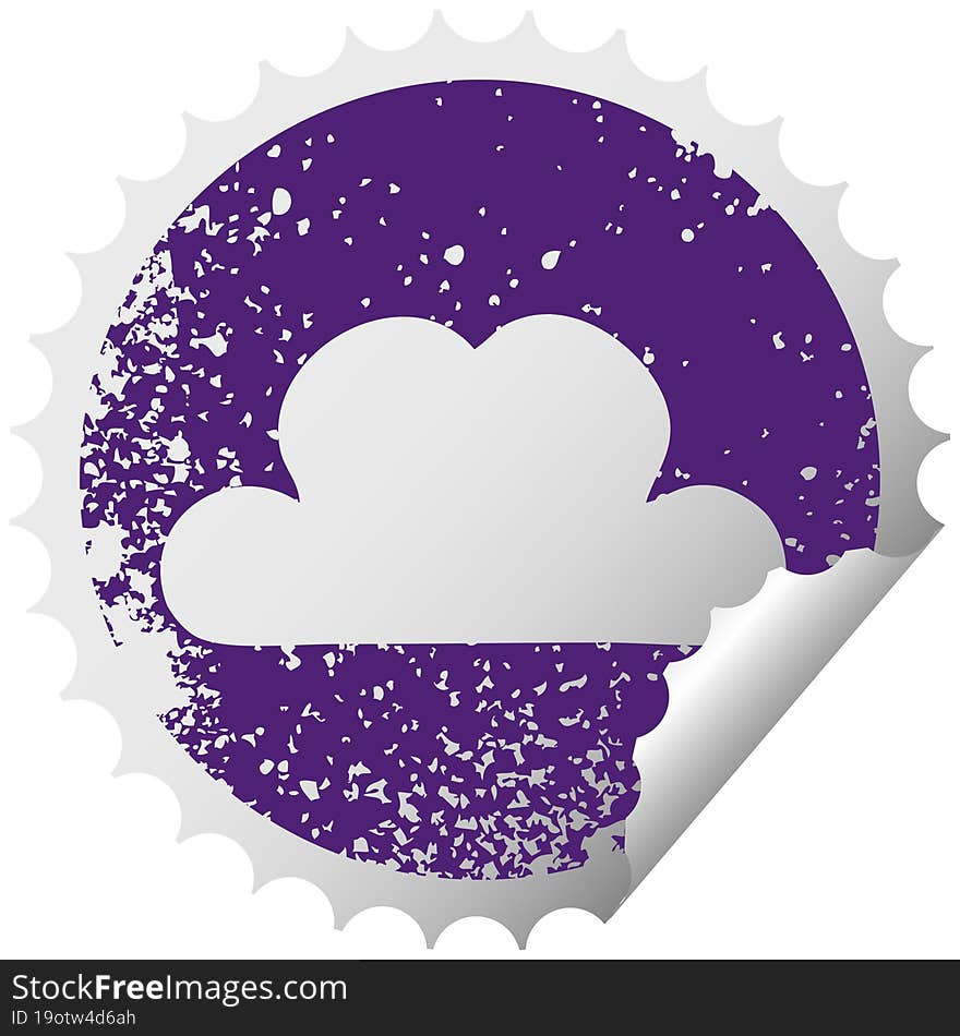 distressed circular peeling sticker symbol snow cloud