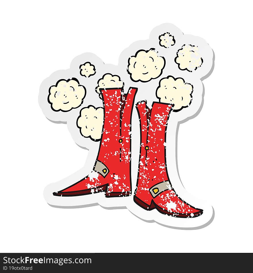 retro distressed sticker of a cartoon boots