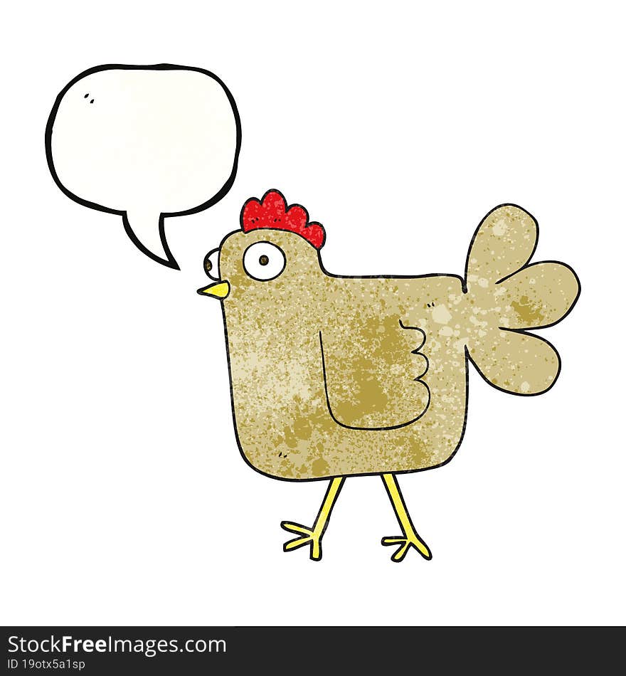 freehand speech bubble textured cartoon chicken