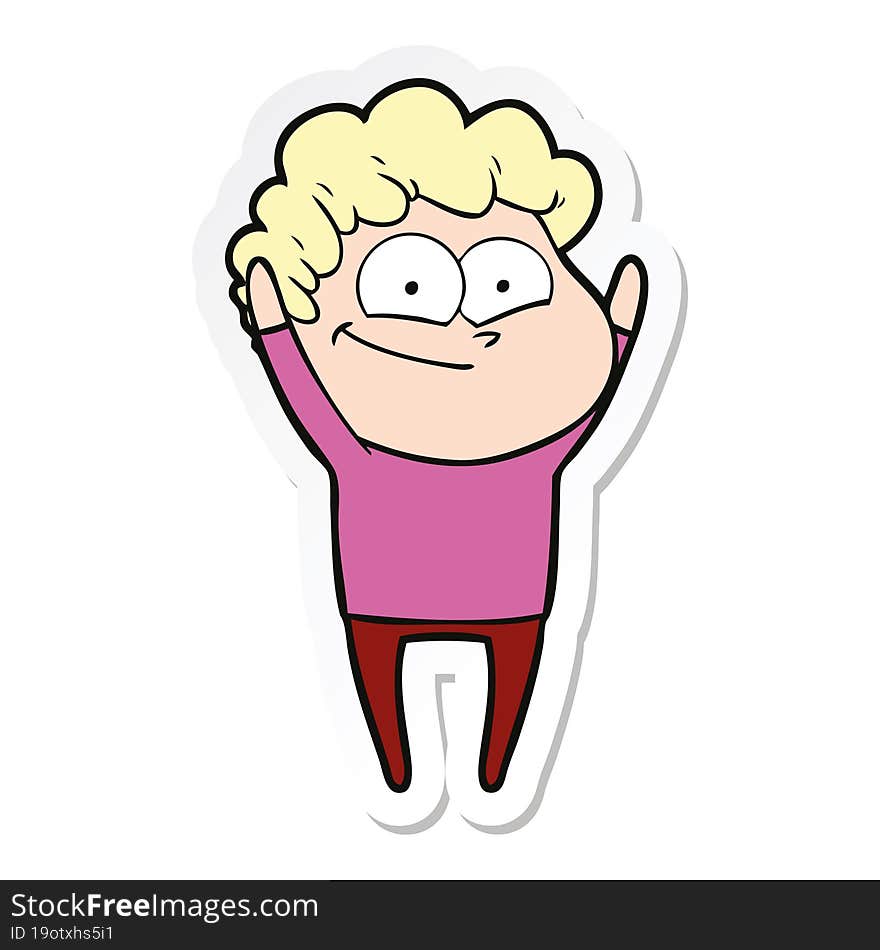 sticker of a cartoon happy man