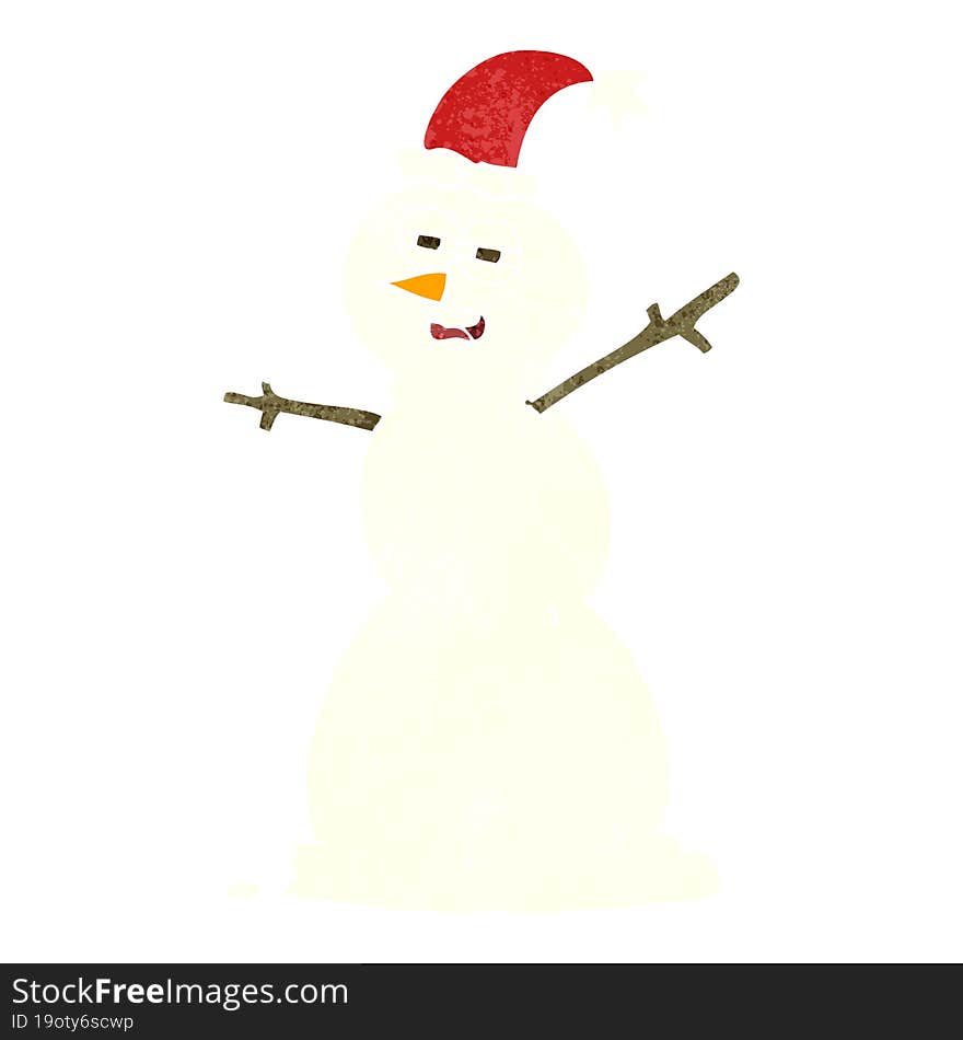 Retro Cartoon Unhappy Snowman