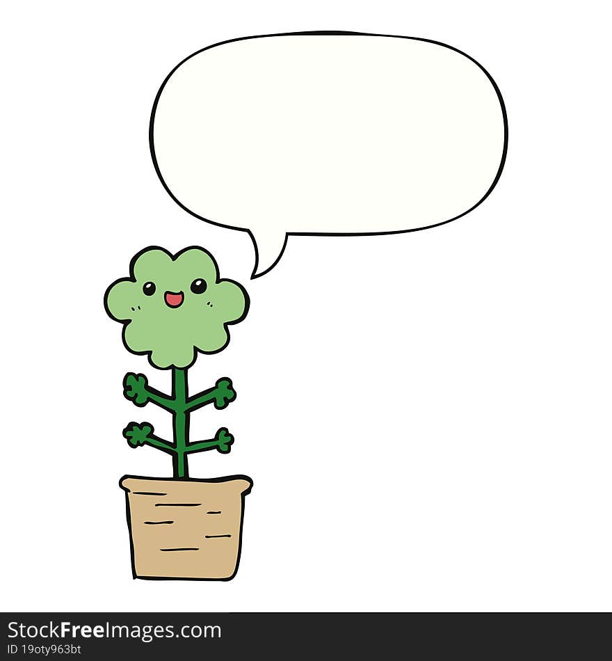 cartoon flower and speech bubble