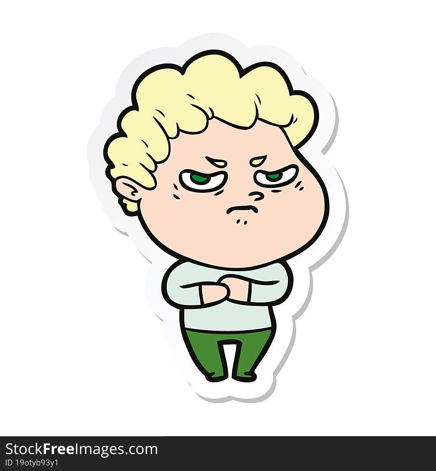 sticker of a cartoon angry man