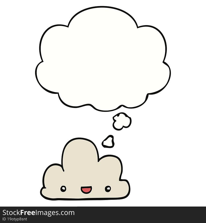 cartoon tiny happy cloud and thought bubble