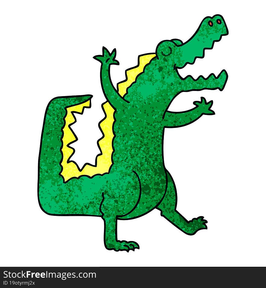 quirky hand drawn cartoon crocodile