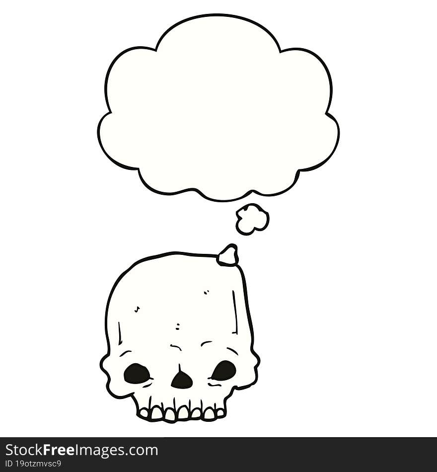 Cartoon Spooky Skull And Thought Bubble