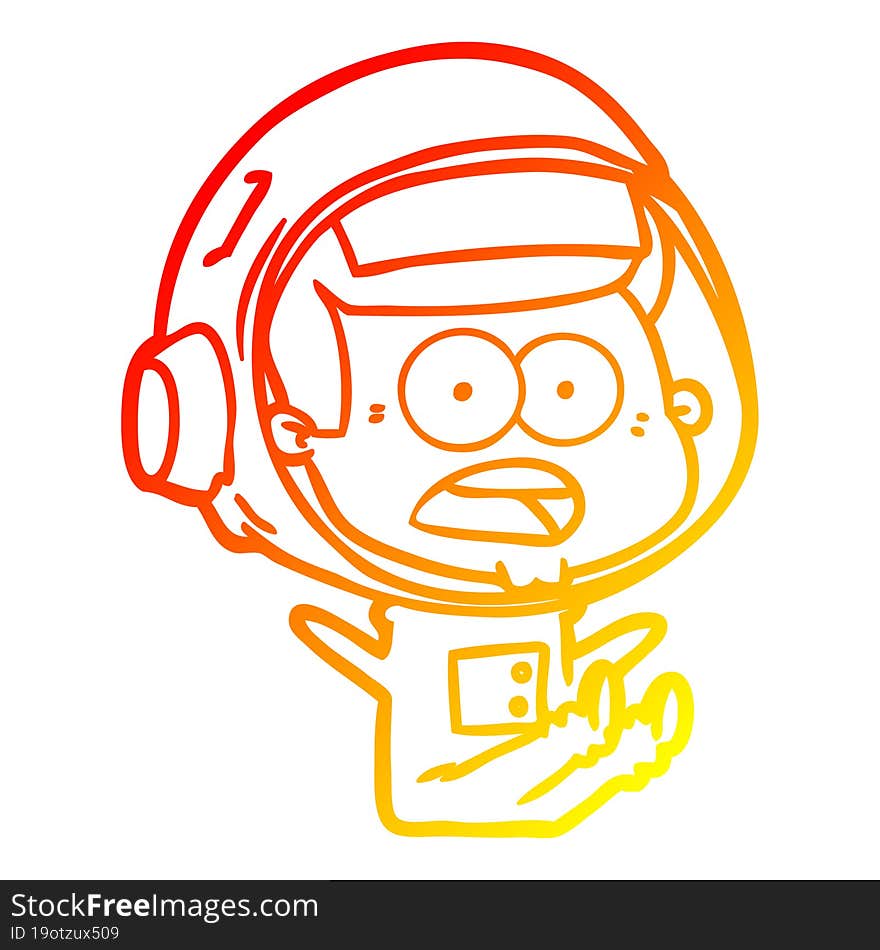 warm gradient line drawing cartoon surprised astronaut