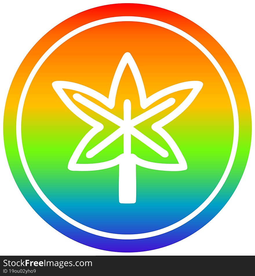 marijuana leaf circular in rainbow spectrum