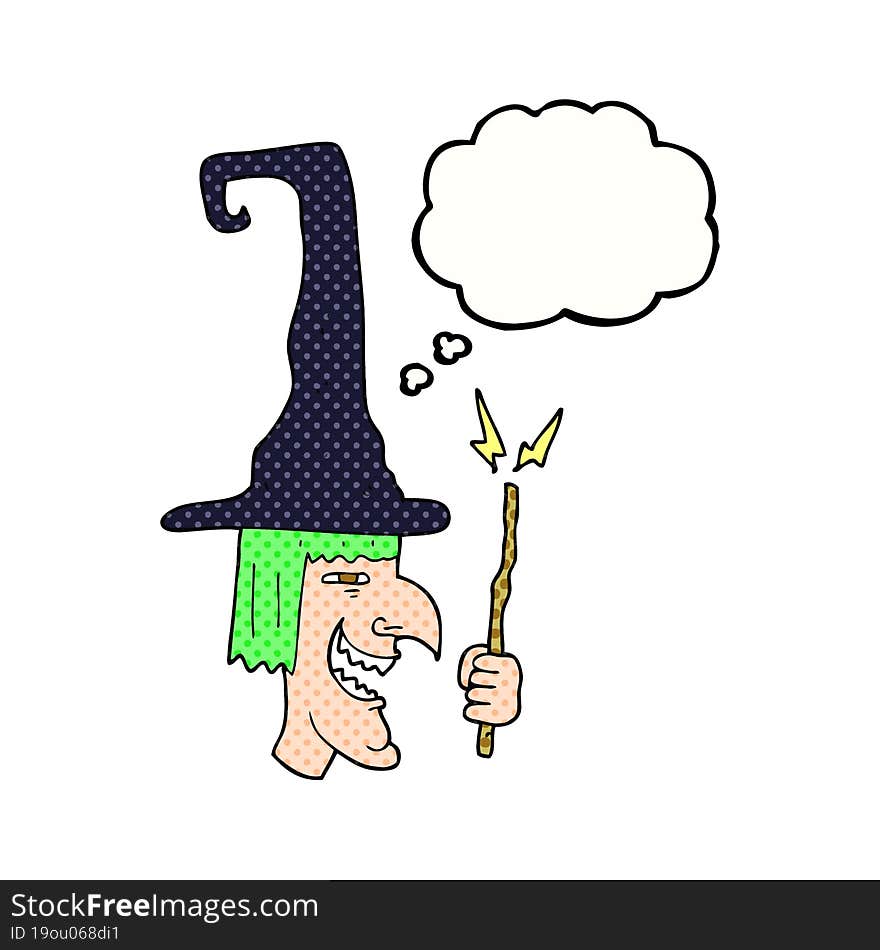 thought bubble cartoon laughing witch