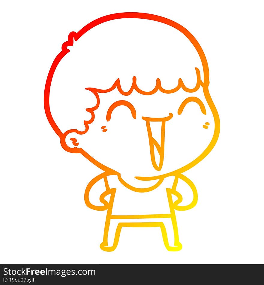 warm gradient line drawing of a cartoon happy man