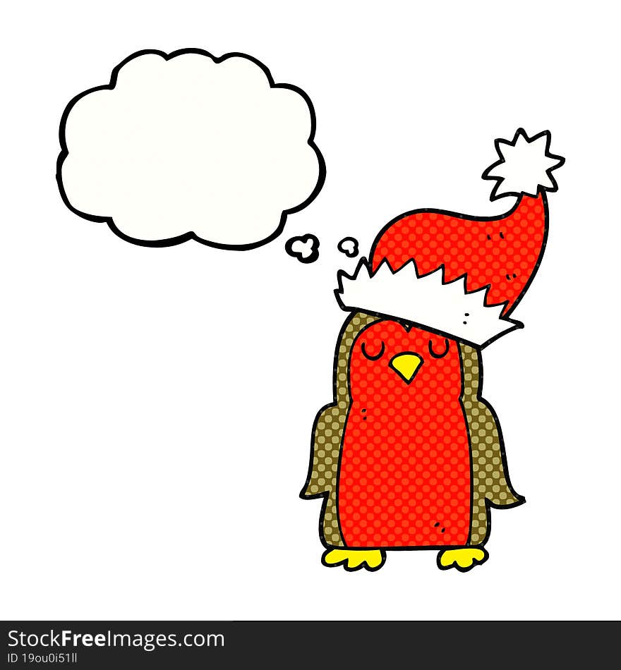 thought bubble cartoon christmas robin