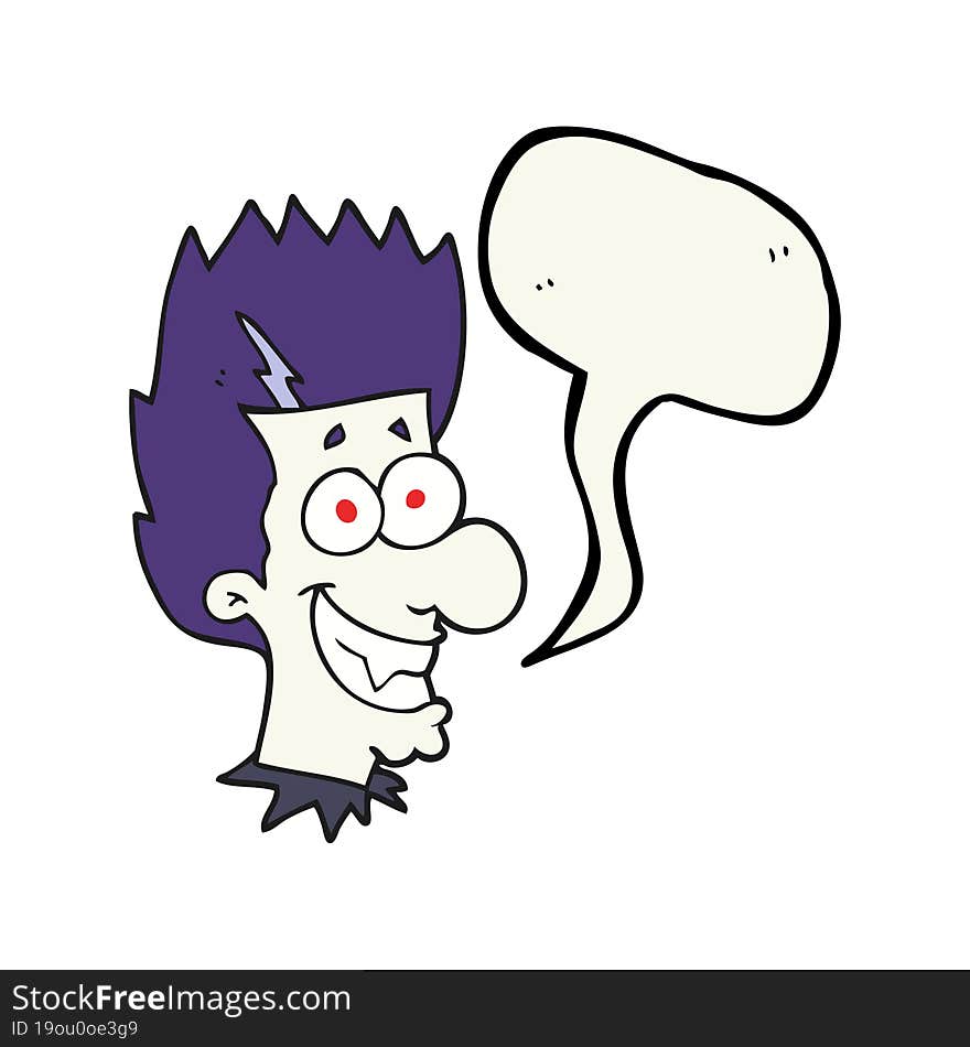 speech bubble cartoon grinning vampire