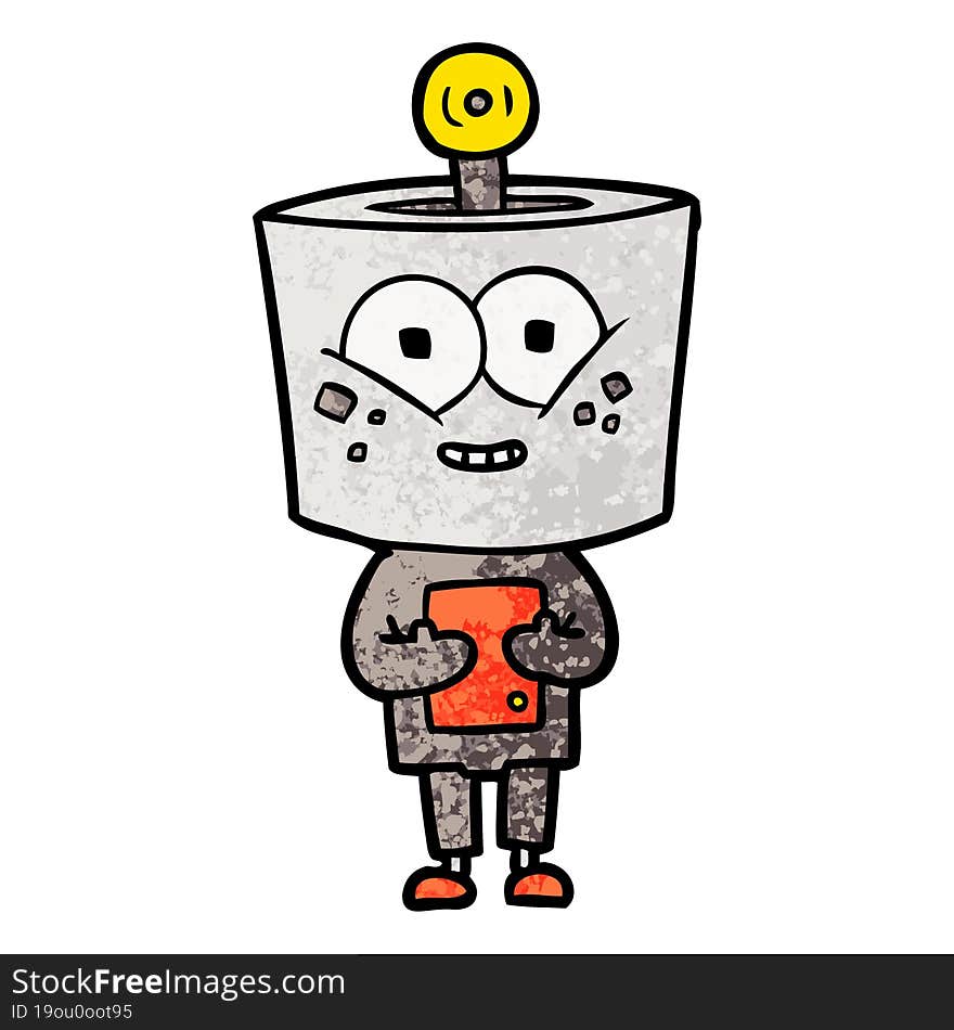 happy cartoon robot. happy cartoon robot