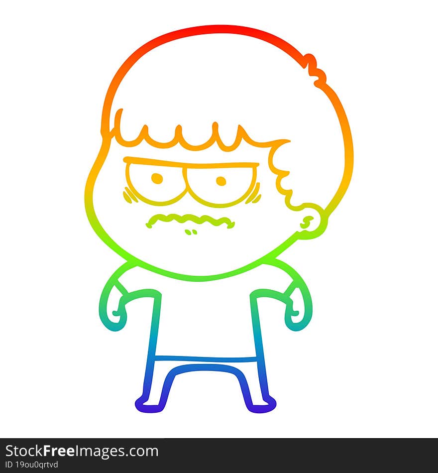 rainbow gradient line drawing cartoon annoyed man