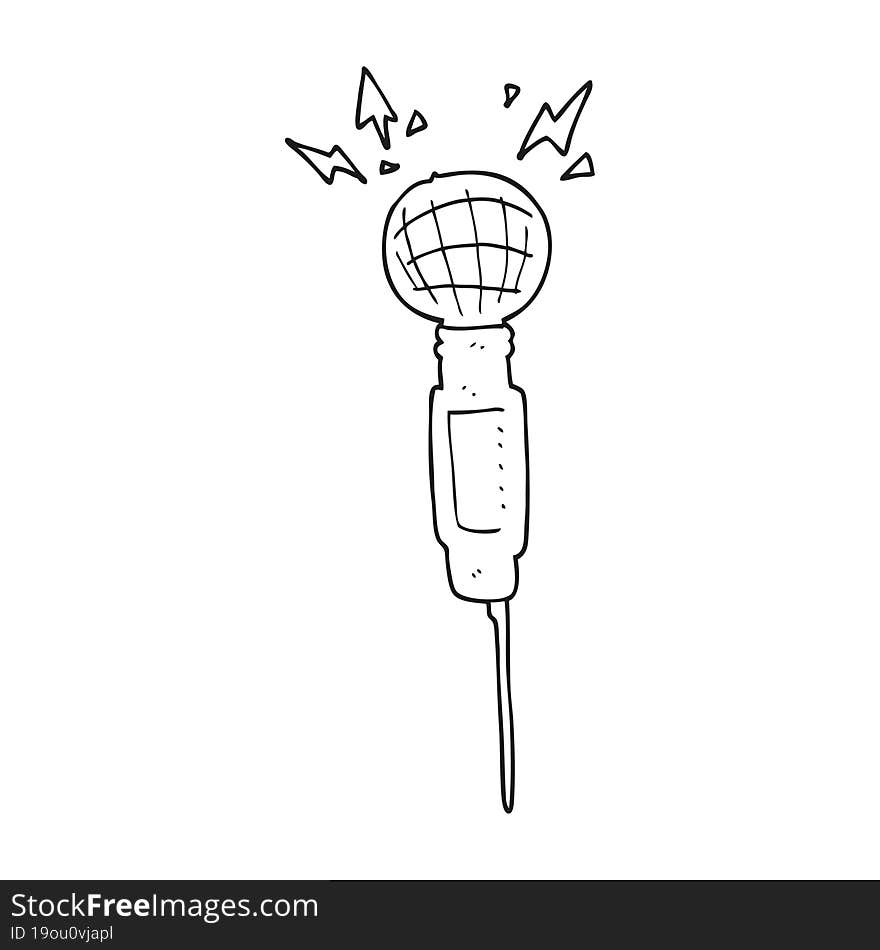 black and white cartoon microphone