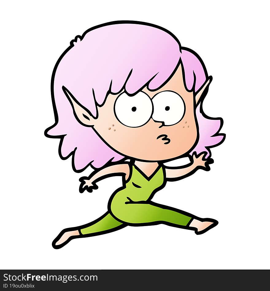 cartoon elf girl running. cartoon elf girl running