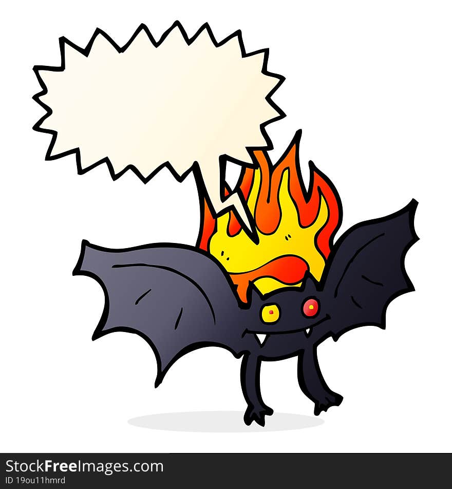 cartoon vampire bat with speech bubble