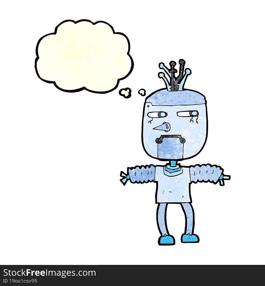 cartoon robot with thought bubble