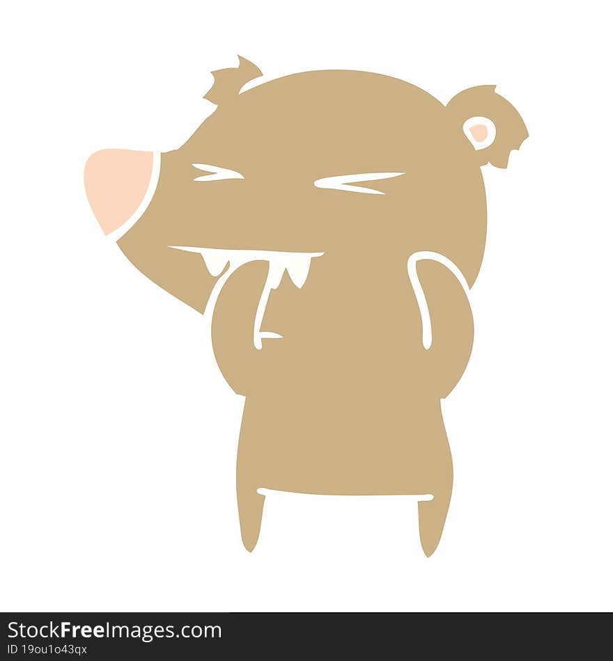 angry bear flat color style cartoon