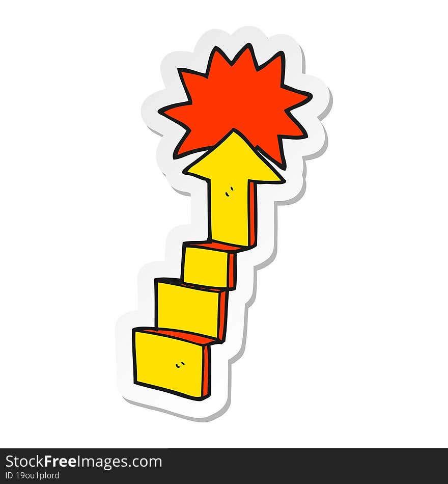 sticker of a cartoon stepping up arrow