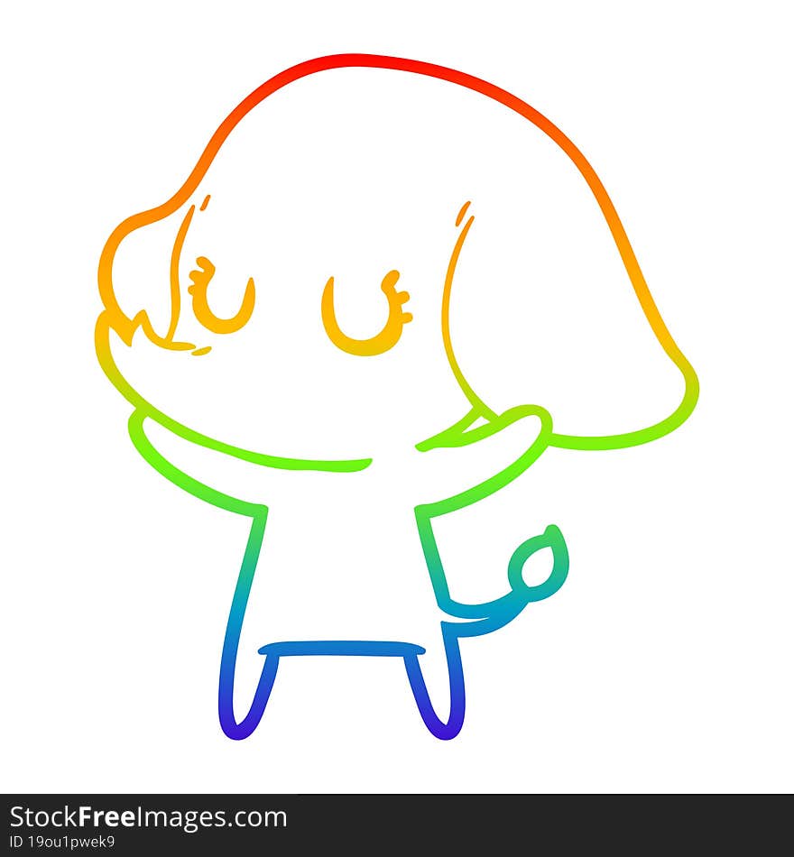 rainbow gradient line drawing cute cartoon elephant