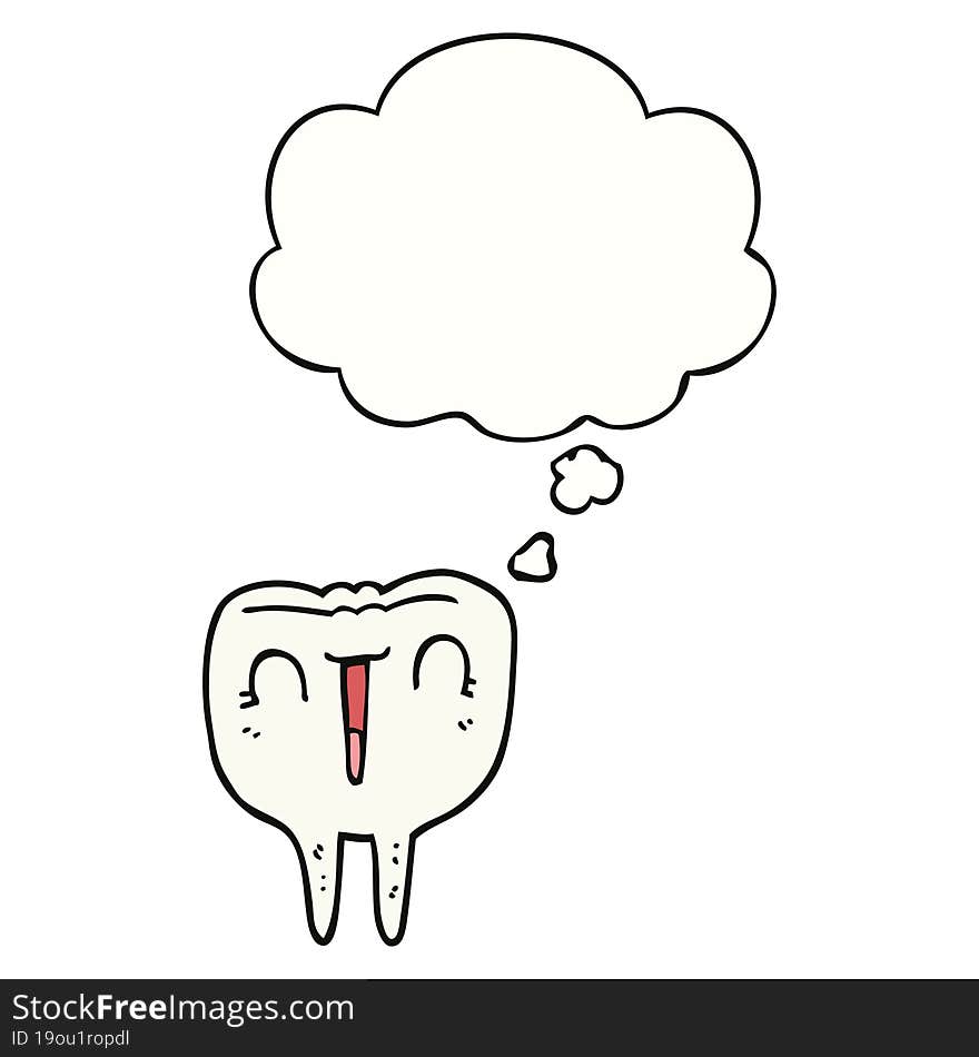 Cartoon Happy Tooth And Thought Bubble